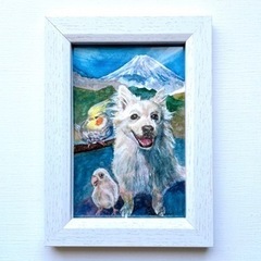 ペット似顔絵オーダー受付中　ハガキサイズ　色鉛筆画