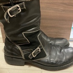 フーピー レザーブーツ ショート カジュアル 本革黒の画像