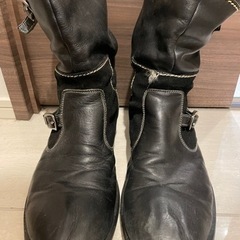 フーピー レザーブーツ ショート カジュアル 本革黒
