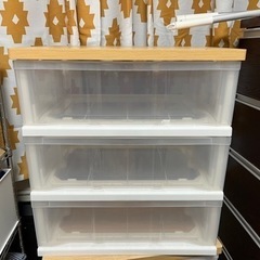 木目天板プラスチックチェスト
