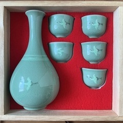 韓国陶器　とっくり　おちょこ4個　金正黙