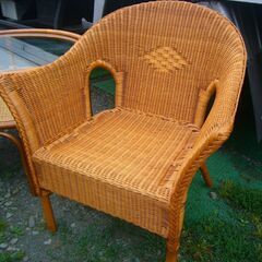 Kazamaカザマ　ラタン ガラス テーブル・チェアセット の画像