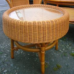 Kazamaカザマ　ラタン ガラス テーブル・チェアセット の画像