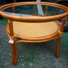 Kazamaカザマ　ラタン ガラス テーブル・チェアセット の画像