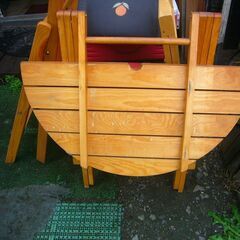 木製ガーデンテーブル＆チェア6脚セットの画像