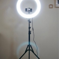カメラ用三脚、LEDリングライト、セットの画像