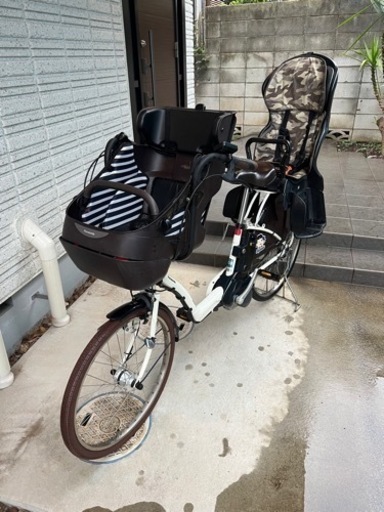 【中古美品】パナソニック BE-ELMD632F2 電動アシスト自転車 ギュットDX オフホワイト＋OGK 幼児前後座席セット
