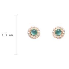 【新品未使用】猫目石 ピアス ゴールド パール グリーンの画像