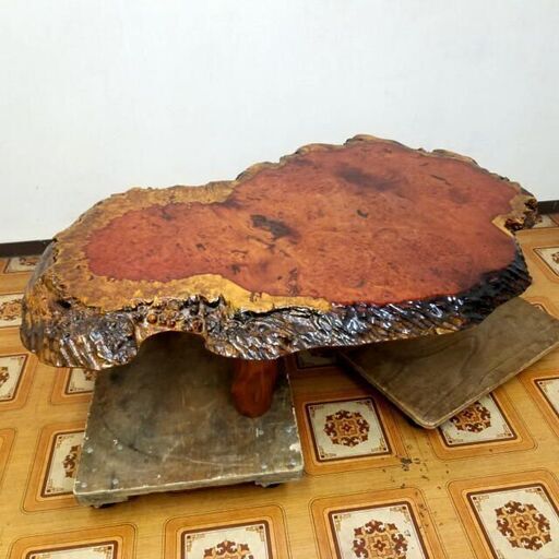 美品 一枚板テーブル 花梨座卓 天然木 座敷机