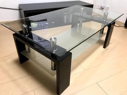 ベッド　ガラステーブル付き