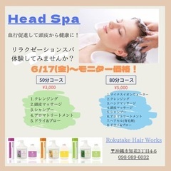 埋まりました。あと、2日！！爽快ヘッドスパ☆モニター募集中