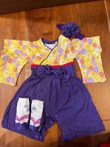袴ロンパース 女の子　60 カチューシャ　靴下