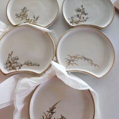 ［他掲載商品とお纏めで割引］清水焼　銘々皿　5枚セット　(新品)