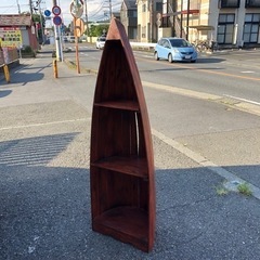 9月21日まで！★アジアン家具 お洒落 船の棚★ 高さ145㎝ 飾り棚 オープンシェルフ シェルフ 棚木製 ブラウンR040708 の画像