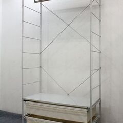 無印良品/MUJI スチールユニットシェルフ ワードローブセット グレー バスケット2段 ハンガー   中古家具 店頭引取歓迎 R6142)