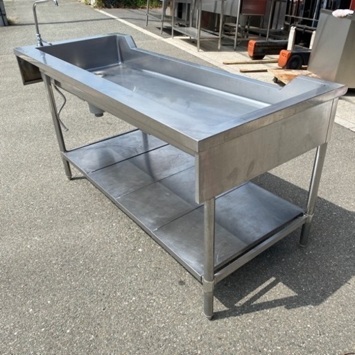 ☆中古品 船形 1層シンク 蛇口有り 傾斜有り 厨房機器 ③