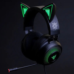 【新品未開封】インテル × モンスターハンターライズ コラボ限定 カムラの里の紋章入りヘッドセット (RAZER KRAKEN Kitty Edition)の画像