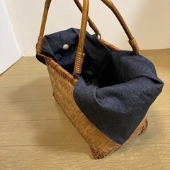 籠バッグ(新品デニム生地あずま袋付き) 市販品ウィリアムモリス2組6578円を5100円の画像