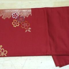 袋帯 花 臙脂系 六通 約420㎝ 和服帯☆ 札幌市 豊平区 平岸の画像