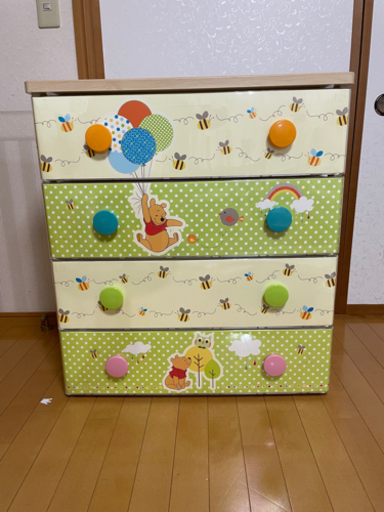 中古)ディズニー プーさん　収納 チェスト4段