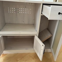 「受け渡し決定」レンジ台 完成品 88幅 一人暮らし 白 キッチン収納 食器棚の画像