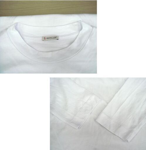 MONCLER BIG ロゴ ロングスリーブ Tシャツ 長袖 ホワイト XL モンクレール メンズ 美品 苫小牧西店