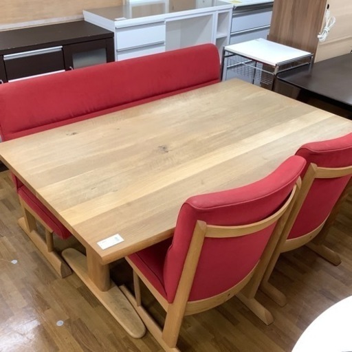 飛騨産業 ダイニング4点セット テーブル:ナラ材 ベンチ・チェア:オーク材