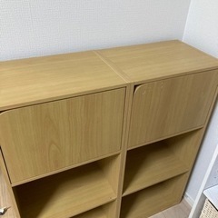 カラーボックス 2個セット 上段のみ扉付き