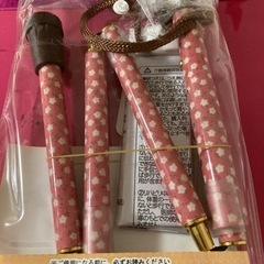 アルミ製 折りたたみ  ピンクフラワー 生地巻きステッキ  折り畳み式 花柄の画像