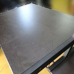 メーカー不明■収納棚付きデスク■パソコンデスク ブラック木目 机 収納 引出し付き の画像