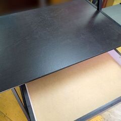 メーカー不明■収納棚付きデスク■パソコンデスク ブラック木目 机 収納 引出し付き の画像