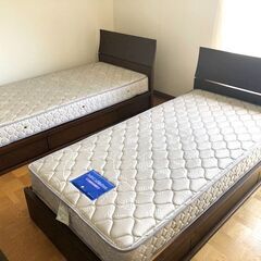 札幌近郊　送料無料　大塚家具 Pocket Coil Mattress　収納付き　ｼﾝｸﾞﾙﾍﾞｯﾄﾞ　2台ｾｯﾄ