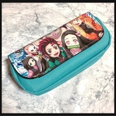 ꒰未使用꒱鬼滅の刃 ポーチ 水色ペンケース 夢可愛い キャラクター 文房具ケースの画像