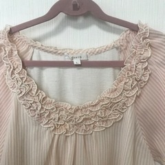 値下げ　grove 半袖ストライプ カットソーピンクの画像