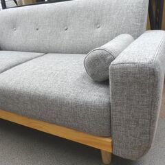 2人掛けソファ グレー 幅157㎝ 布製 ファブリック クッション付き 2.5