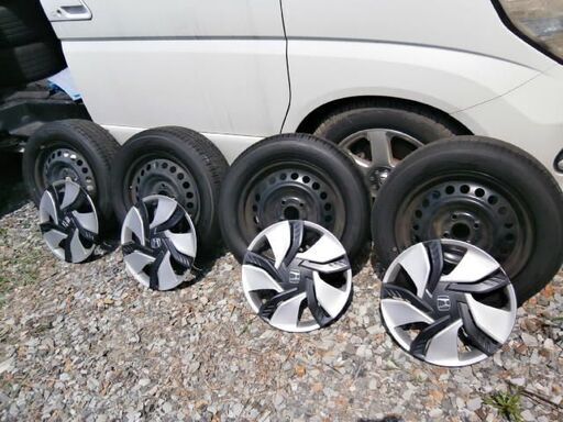 ホンダ　フィット　GK4用　15インチ鉄ホイールタイヤセット　バリ山