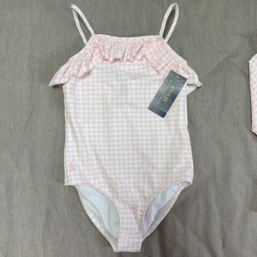 Ralph Lauren 新品 女の子 120cm ワンピース 水着 ラッシュガード フリル ピンク ギンガムチェック セット ブラン