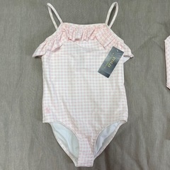 Ralph Lauren 新品 女の子 120cm ワンピース 水着 ラッシュガード フリル ピンク ギンガムチェック セット ブランド6歳 の画像