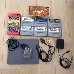 スーパーファミコン　マウス、マウスパッド、ソフト、ACアダプタ、...