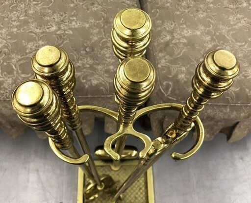 ファイヤーツールセット 真鍮製 ストーブアクセサリー 薪ストーブ 暖炉 レトロ アンティーク 札幌 手稲