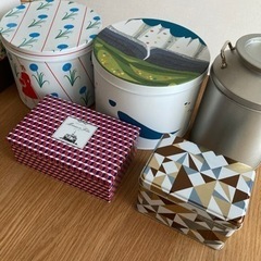 お菓子etc.空き缶,空き箱7点 インテリア 収納 マモンエフィーユ オードリー スノー タルティンの画像