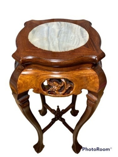 高級アンティーク　花台　大理石　サイド　テーブル　猫脚