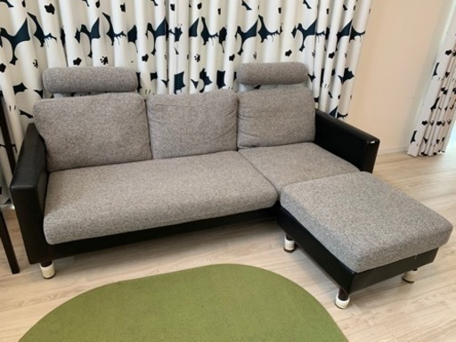 7/24（日）まで‼️上質ソファ3人がけオットマン付き