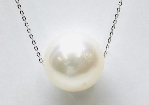大玉本真珠13.8ミリ 18金WG ネックレス