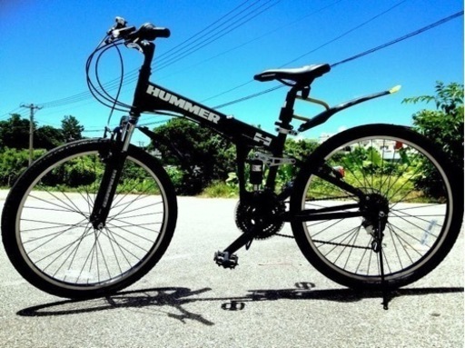 HUMMER折畳マウンテンバイク6段ギア Fサス搭載 26inc (U字ロック・空気入れ付き)