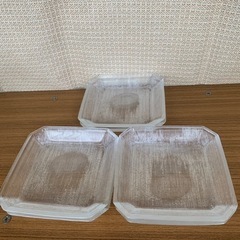 ガラス皿6枚組(1辺14cm 深さ2cm) 未使用品の画像