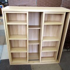 幅85㎝ スライド 本棚 高さ89.5×奥行29.5㎝ ライトブラウン ブックシェルフ 札幌 北20条店の画像