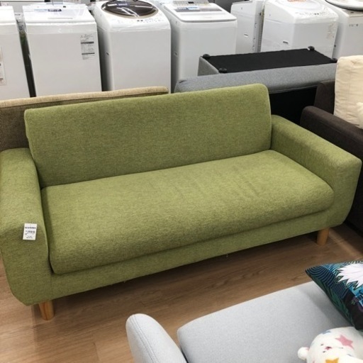 2人掛けソファー 布 黄緑【トレファク上福岡】