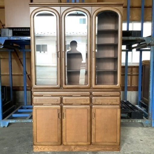 カリモク 食器棚 カップボード キャビネット 木製家具 上下分割式