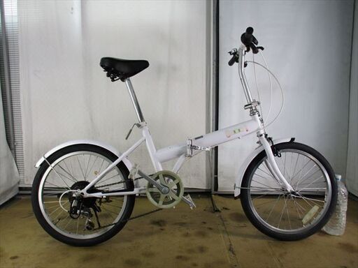 c66★￥6500スタート★整備済み 中古折りたたみ自転車 白【20インチ 】